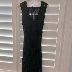 Crochet black midi dress